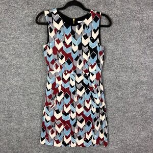 Diane von Furstenberg Dress Silk Geometric Multicolor Size 4‎